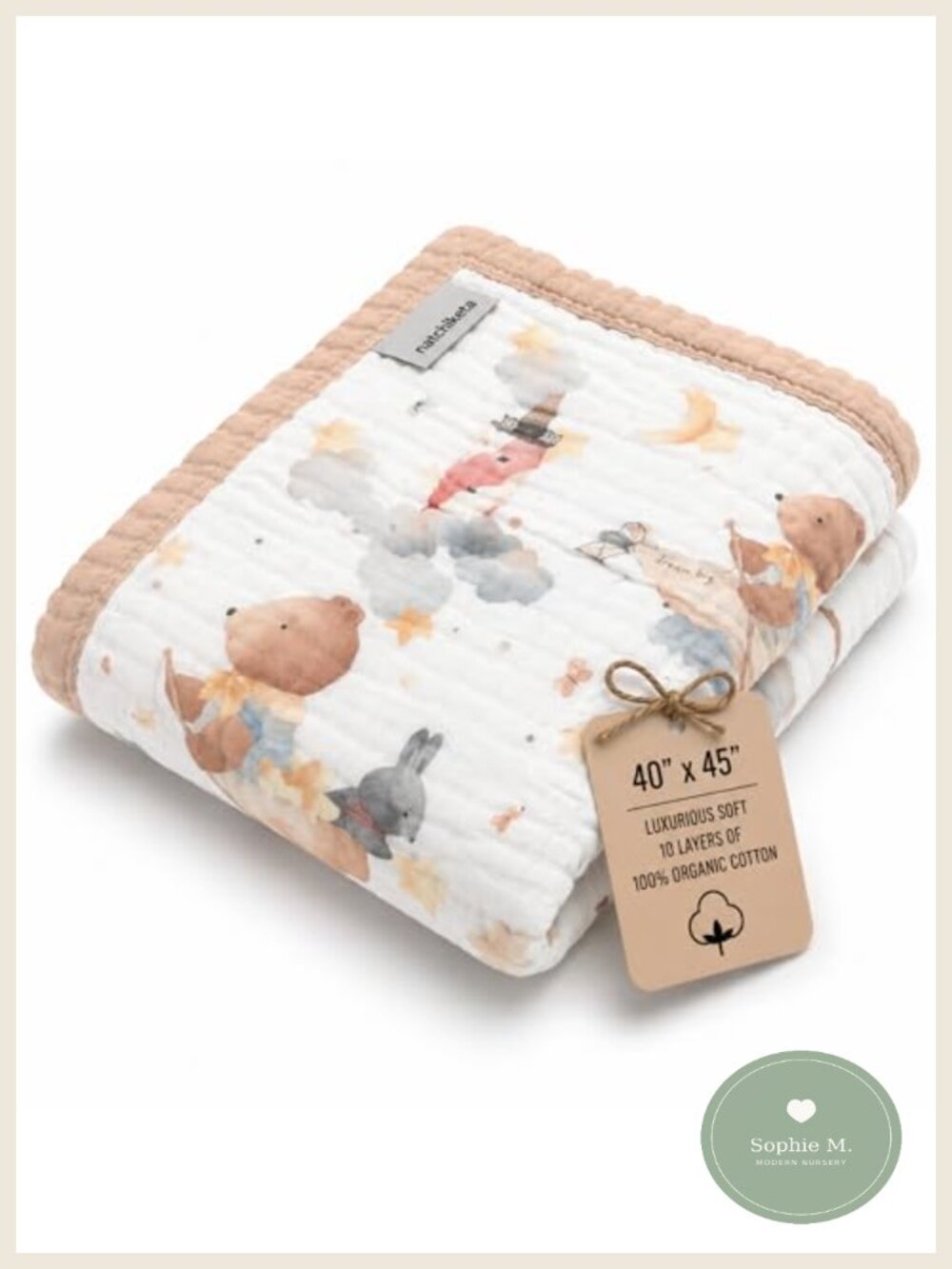 Organic Cotton Muslin Quilt Baby Toddler Blanket Swaddle 40x45